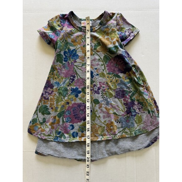 LuLaRoe Scarlett Dress Size 2T Gray With Floral Print Short Sleeve - Picture 5 of 6